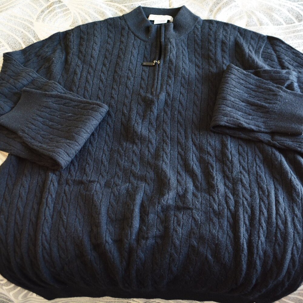 Martin Cable Knit Cashmere Quarter Zip Sweater XXL